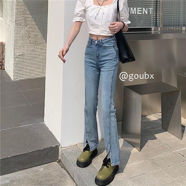 women's jeans 2021summer high-looking slimming slightly flared wide-leg pants high waist drooping versatile split, Blue
women's jeans 2021summer high-looking slimming slightly flared wide-leg pants high waist drooping versatile split, Blue
