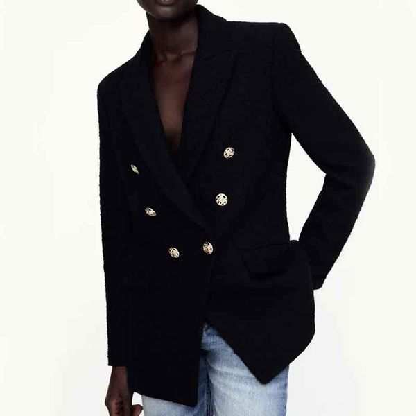 women's suits & blazers 2021 women classic black double breasted casual woolen texture blazer coat office ladies stylish outwear suit c, White;black
women's suits & blazers 2021 women classic black double breasted casual woolen texture blazer coat office ladies stylish outwear suit c, White;black