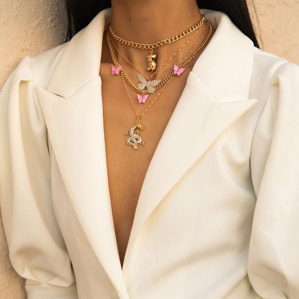 layered chain necklace for women bear pink butterfly jewelry dragon pendant necklaces 2021 fashion female animal choker gift, Silver
layered chain necklace for women bear pink butterfly jewelry dragon pendant necklaces 2021 fashion female animal choker gift, Silver