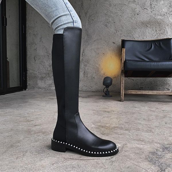 boots fall winter 2021 with side zipper women's style cavalier pearl lace up british fashion high, Black
boots fall winter 2021 with side zipper women's style cavalier pearl lace up british fashion high, Black