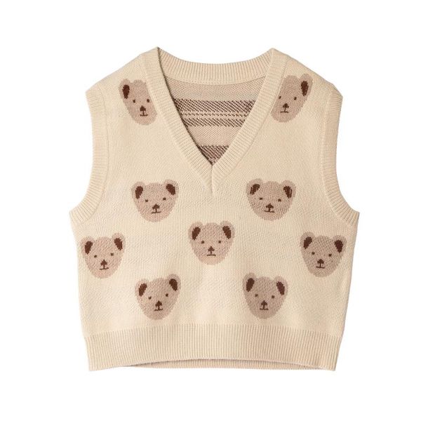 women's sweaters casual knitted vests women v-neck all-match harajuku simple chic bears streetwear vintage student pullover sweater, White;black
women's sweaters casual knitted vests women v-neck all-match harajuku simple chic bears streetwear vintage student pullover sweater, White;black