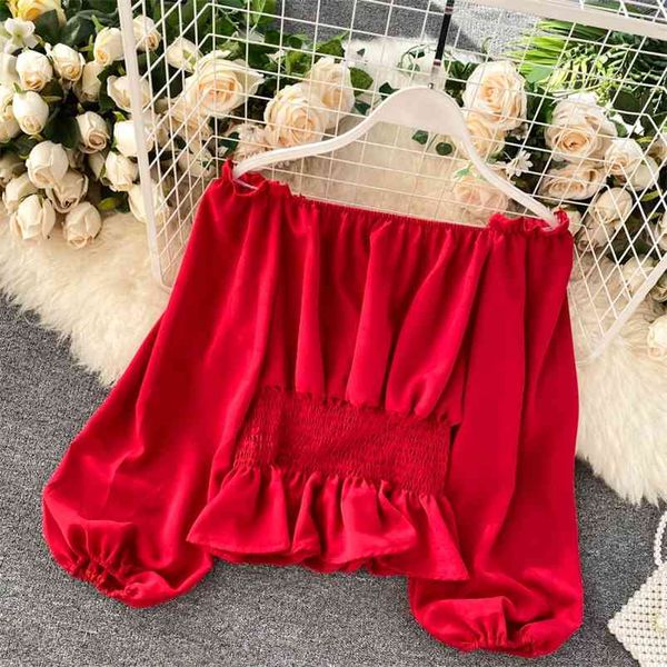 women's spring autumn shirts korean the solid color one-line collar lantern sleeve strapless pullover blouse qx949 210507, White
women's spring autumn shirts korean the solid color one-line collar lantern sleeve strapless pullover blouse qx949 210507, White