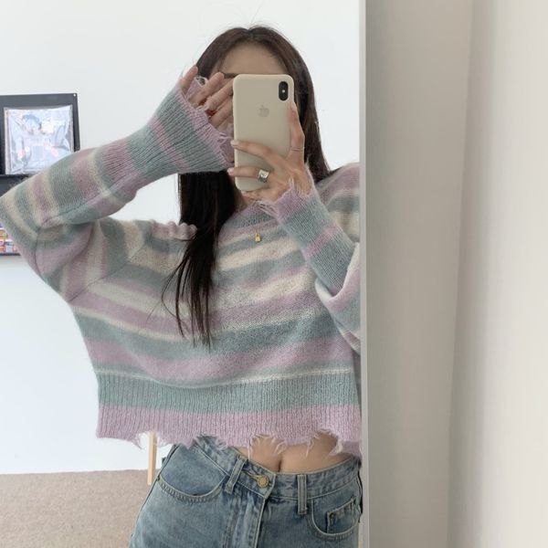jumpers pullovers thin loose long sleeve o neck striped knitted sweater irregular hole korean chic sweet crop pull gentle 210429, White;black
jumpers pullovers thin loose long sleeve o neck striped knitted sweater irregular hole korean chic sweet crop pull gentle 210429, White;black