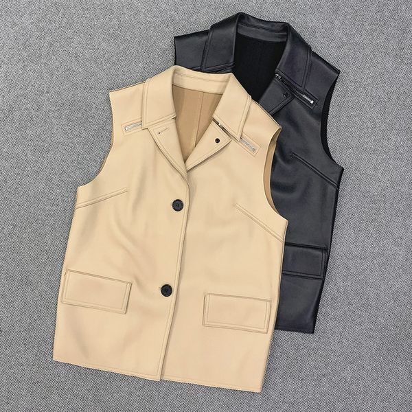women's vests 2021 spring chic female leather genuine warm vest lamb royal a980, Black;white
women's vests 2021 spring chic female leather genuine warm vest lamb royal a980, Black;white