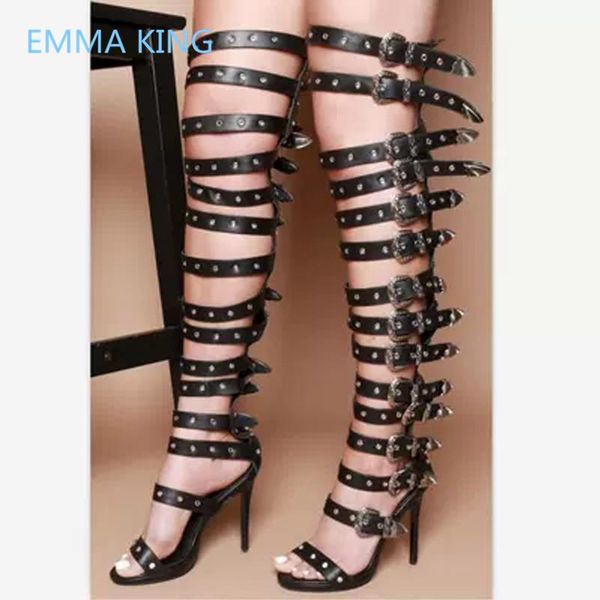 buckle decor women over the knee gladiator sandals boots open toe thin high heels shoes ladies summer fashion punk boot, Black
buckle decor women over the knee gladiator sandals boots open toe thin high heels shoes ladies summer fashion punk boot, Black