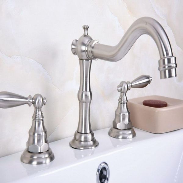 bathroom sink faucets deck mounted 3 holes bath tub mixer tap brushed nickel brass widespread 2 handles basin faucet abn013
bathroom sink faucets deck mounted 3 holes bath tub mixer tap brushed nickel brass widespread 2 handles basin faucet abn013