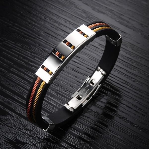 charm bracelets custom signature accessories fashion personality rock trend all-match titanium steel simplicity men's silicone bracelet, Golden;silver
charm bracelets custom signature accessories fashion personality rock trend all-match titanium steel simplicity men's silicone bracelet, Golden;silver