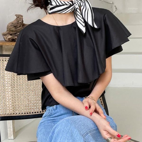 women's blouses & shirts wtianyuw 2021 summer fashion temperament elegant black ruffle stitching gloss loose wild flying sleeve shirt w, White
women's blouses & shirts wtianyuw 2021 summer fashion temperament elegant black ruffle stitching gloss loose wild flying sleeve shirt w, White