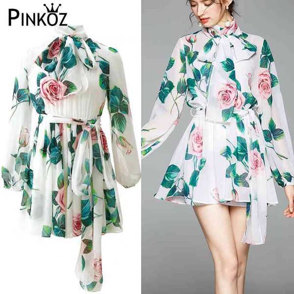 rose flower floral printed stand collar vintage chiffon mini dresses for women lace up bow sashes robe dress vestido de 210421, White
rose flower floral printed stand collar vintage chiffon mini dresses for women lace up bow sashes robe dress vestido de 210421, White