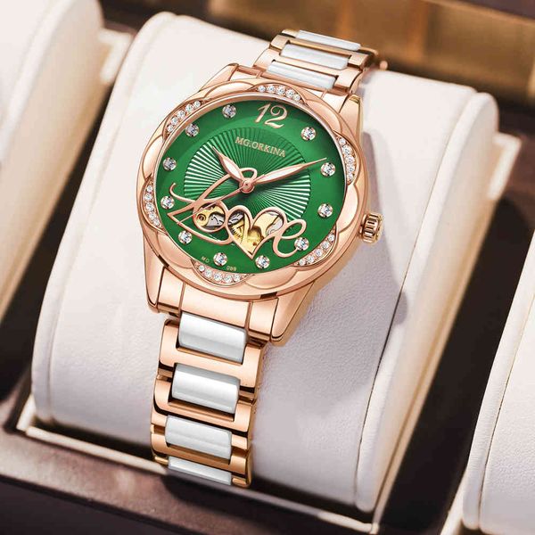 new luxury brand mechanical clock women designer ceramic rustless steel diamond love skeleton ladies automatic clocks, Slivery;brown
new luxury brand mechanical clock women designer ceramic rustless steel diamond love skeleton ladies automatic clocks, Slivery;brown