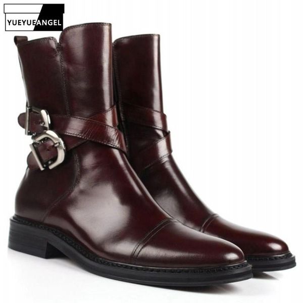 boots men high business genuine leather shoes england style buckle side zip pointed toe quality dress 38-44, Black
boots men high business genuine leather shoes england style buckle side zip pointed toe quality dress 38-44, Black