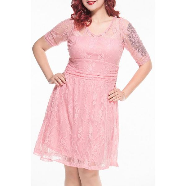 plus size dresses women lace dress ladies elegant party midi big hollow out vestidos v-neck half sleeve fashion clothing, Black
plus size dresses women lace dress ladies elegant party midi big hollow out vestidos v-neck half sleeve fashion clothing, Black