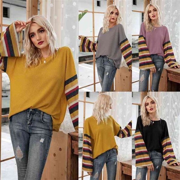knitted women color contrast stripe patchwork trumpet sleeve fall fashion casual commuting versatile slim pullover 210522, White
knitted women color contrast stripe patchwork trumpet sleeve fall fashion casual commuting versatile slim pullover 210522, White