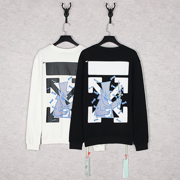 neck style off sweater round co named fujiwara hiroshi arrstyle terry bottom shirt for men and women, Black