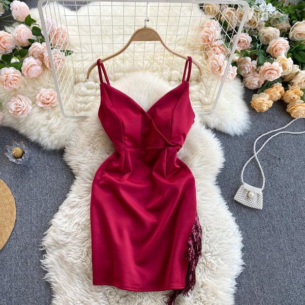 korean fashion women spring and summer slim package hip tassel stitching short dress solid color vestidos de mujer r555 casual dresses, Black;gray
korean fashion women spring and summer slim package hip tassel stitching short dress solid color vestidos de mujer r555 casual dresses, Black;gray