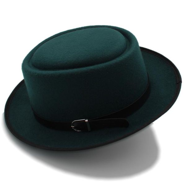 Fashion Pork Pie Hat For Men With Leather Wool Flat Fedora Gentleman Gambler Trilby Dad Size 58cm Wide Brim Hats, Blue;gray
Fashion Pork Pie Hat For Men With Leather Wool Flat Fedora Gentleman Gambler Trilby Dad Size 58cm Wide Brim Hats, Blue;gray