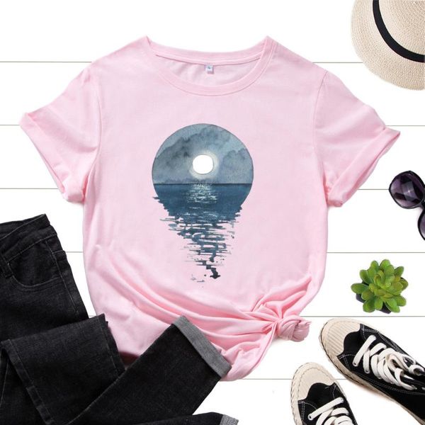 women's t-shirt moonlight reflection on water women short sleeve crewneck cotton graphic tee summer clothes female tees shirt, White
women's t-shirt moonlight reflection on water women short sleeve crewneck cotton graphic tee summer clothes female tees shirt, White
