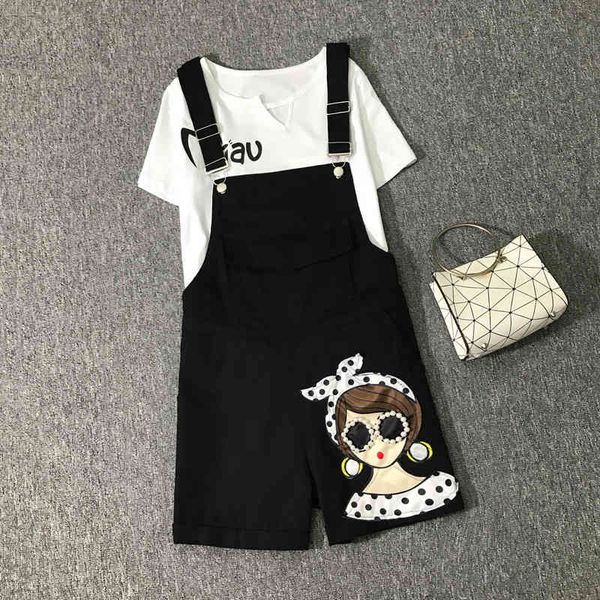 suspender shorts suit women's summer preppy style printted tshirt and cartoon pictures appliques pants two-piece sets 210525, White
suspender shorts suit women's summer preppy style printted tshirt and cartoon pictures appliques pants two-piece sets 210525, White