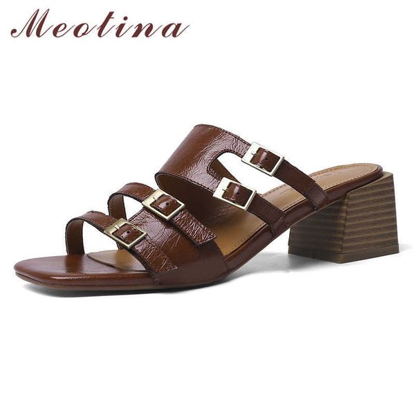 meotina buckle natural genuine leather high heel slippers women shoes square toe narrow band slides thick heels women sandals 210608, Black
meotina buckle natural genuine leather high heel slippers women shoes square toe narrow band slides thick heels women sandals 210608, Black