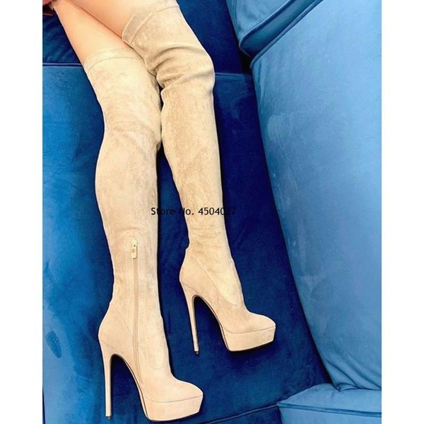 boots nude black suede platform thigh high thin heels slim over-the-knee women fall winter dress shoes
boots nude black suede platform thigh high thin heels slim over-the-knee women fall winter dress shoes