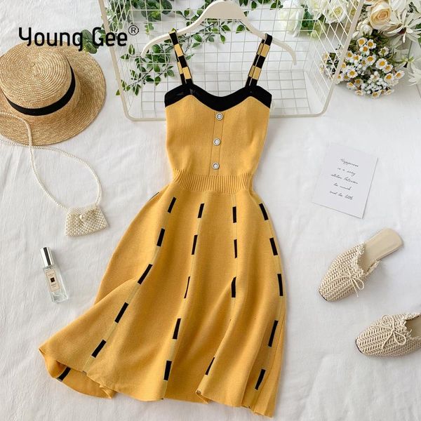 young gee knitted contrast color v neck spaghetti strap summer mini dress women casual party yellow black sweater dresses, Black;gray
young gee knitted contrast color v neck spaghetti strap summer mini dress women casual party yellow black sweater dresses, Black;gray
