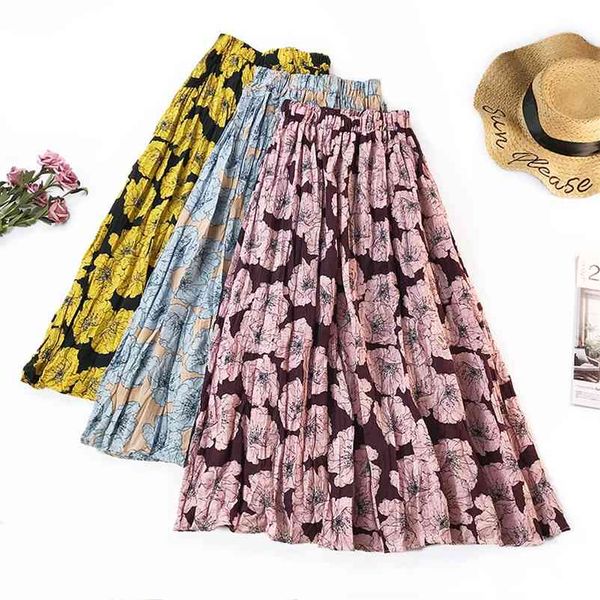 women floral skirt spring summer pleated midi holiday vintage vacation loose flower cotton 210519, Black
women floral skirt spring summer pleated midi holiday vintage vacation loose flower cotton 210519, Black