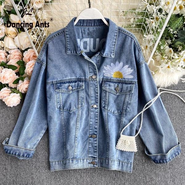 women's jackets women jeans turn-down collar long sleeved coats vintage embroidery single breasted denim 2021 spring autumn, Black;brown
women's jackets women jeans turn-down collar long sleeved coats vintage embroidery single breasted denim 2021 spring autumn, Black;brown