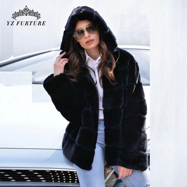 women's fur & faux 2021 real rex coat with hood jacket natural zipper skin women winter suit luxury rb-019, Black
women's fur & faux 2021 real rex coat with hood jacket natural zipper skin women winter suit luxury rb-019, Black