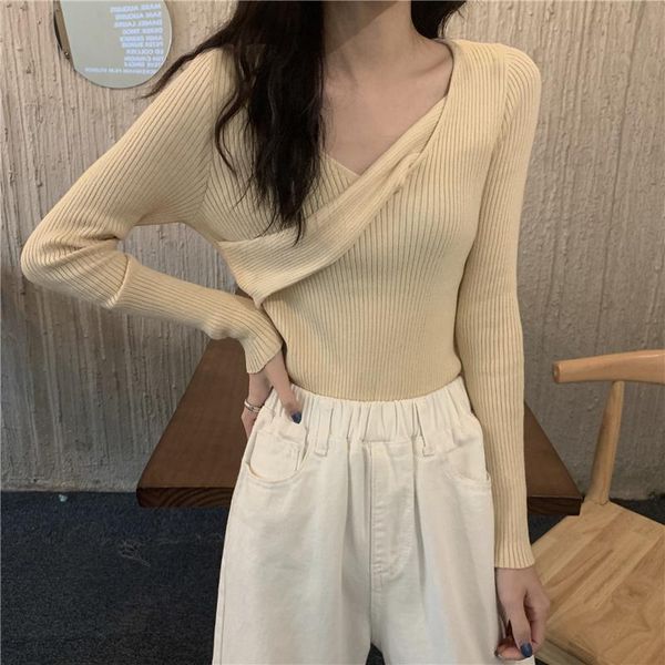 women's sweaters striped knitted sweater women v-neck long sleeve cross autumn knitwear slim fit casual pullovers korean elegant outwea, White;black
women's sweaters striped knitted sweater women v-neck long sleeve cross autumn knitwear slim fit casual pullovers korean elegant outwea, White;black
