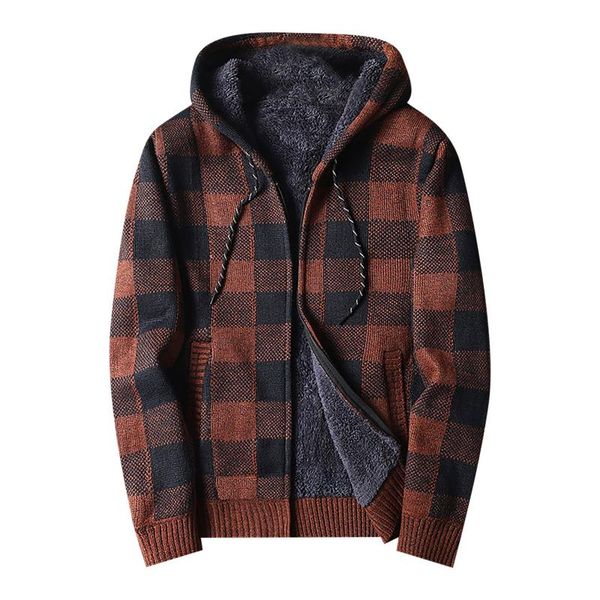 men's sweaters men winter coat plus velvet hooded knitted zipper loose casual stripes sweater jacket warm male #t2g, White;black
men's sweaters men winter coat plus velvet hooded knitted zipper loose casual stripes sweater jacket warm male #t2g, White;black