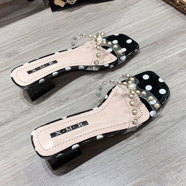 summer string bead transparent soft-face square heel high heels slippers women shoes zapatos de mujer, Black
summer string bead transparent soft-face square heel high heels slippers women shoes zapatos de mujer, Black