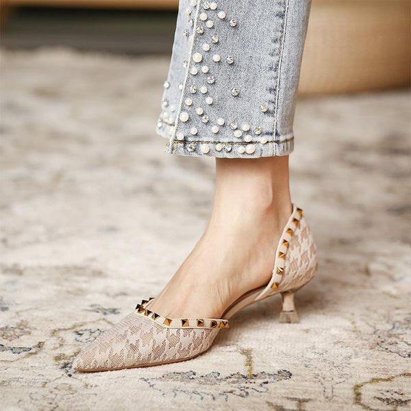 sandals retro style rivet gauze high-heeled shoes with pointed toes and thin heels shallow mouth. spring 2021, Black
sandals retro style rivet gauze high-heeled shoes with pointed toes and thin heels shallow mouth. spring 2021, Black