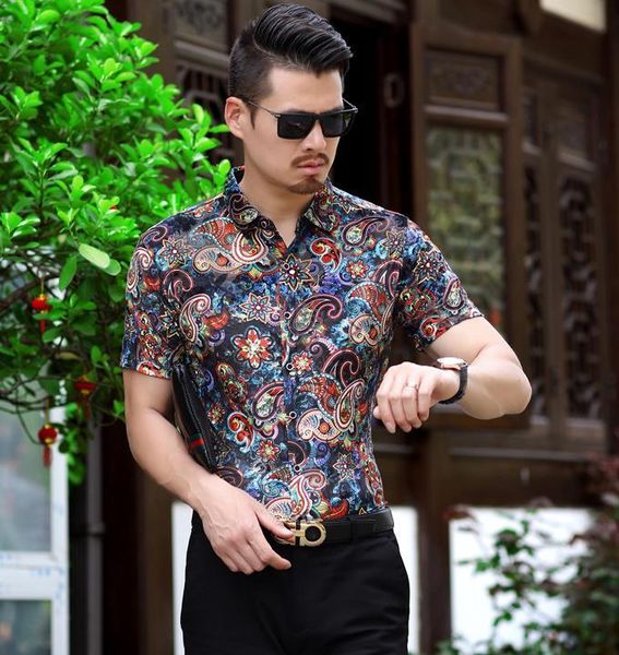 men short sleeve silk golden velvet dress shirts man hollow floral business casual shirt size s-2xl men's, White;black
men short sleeve silk golden velvet dress shirts man hollow floral business casual shirt size s-2xl men's, White;black