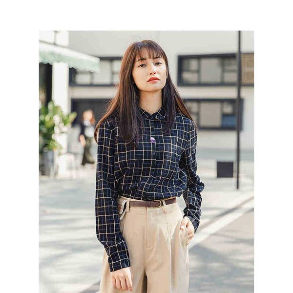 women's blouses & shirts blouses spring autumn 100%cotton retro plaid turn down collar slim literary elegant all matched women blouse q, White
women's blouses & shirts blouses spring autumn 100%cotton retro plaid turn down collar slim literary elegant all matched women blouse q, White