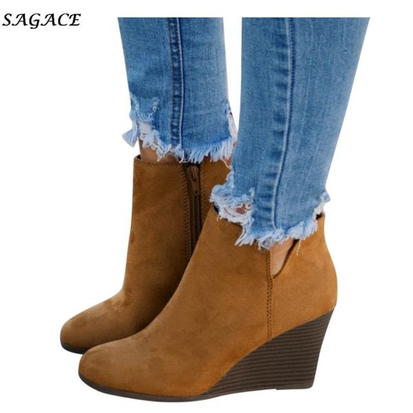 boots sagace shoes women autumn wimter flock zipper fashion ankle solid 6cm heel suede wedges warm round toe, Black
boots sagace shoes women autumn wimter flock zipper fashion ankle solid 6cm heel suede wedges warm round toe, Black