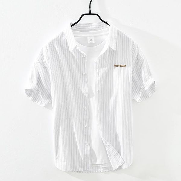men's casual shirts white striped for men classical short sleeve shirt single chest pockets cotton autumn brand clothing, White;black
men's casual shirts white striped for men classical short sleeve shirt single chest pockets cotton autumn brand clothing, White;black