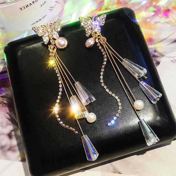 stud s925 silver pin earrings female crystal butterfly temperament long tassel personality net red ear, Golden;silver
stud s925 silver pin earrings female crystal butterfly temperament long tassel personality net red ear, Golden;silver