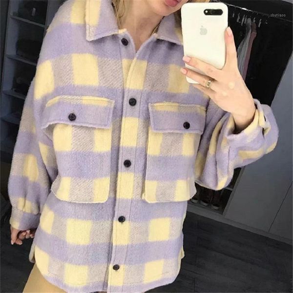 women's wool & blends mandylandy woolen plaid jacket casual outwear autumn women jackets blogger loose-fit coats long-sleeved, Black
women's wool & blends mandylandy woolen plaid jacket casual outwear autumn women jackets blogger loose-fit coats long-sleeved, Black