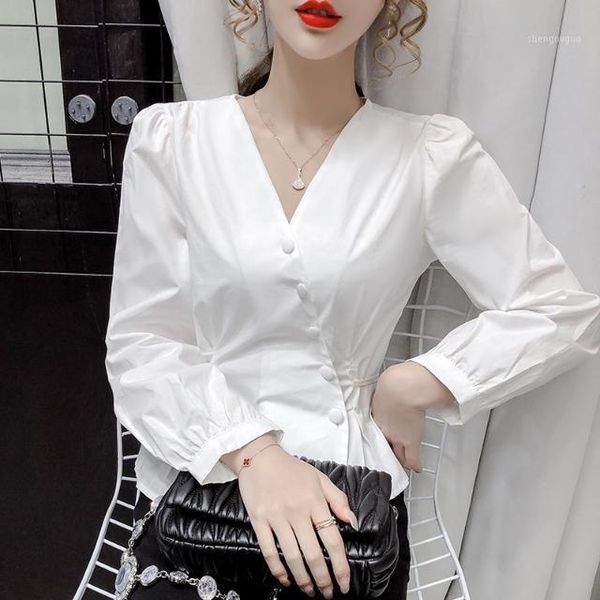 spring autumn women personality irregular single breasted shirts female fashion v-neck long sleeve blouses m174 women's &, White
spring autumn women personality irregular single breasted shirts female fashion v-neck long sleeve blouses m174 women's &, White