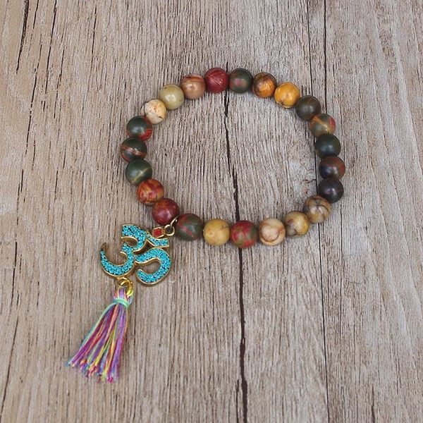 charm bracelets 8 mm natural stone handmade tibetan buddhism chakra mala bracelet women men tassel om beaded strand, Golden;silver
charm bracelets 8 mm natural stone handmade tibetan buddhism chakra mala bracelet women men tassel om beaded strand, Golden;silver
