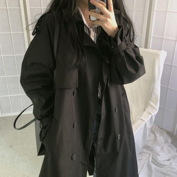 women's trench coats autumn and winter fashion double-breasted windbreaker casual loose belt ladies solid color long coat, Tan;black
women's trench coats autumn and winter fashion double-breasted windbreaker casual loose belt ladies solid color long coat, Tan;black