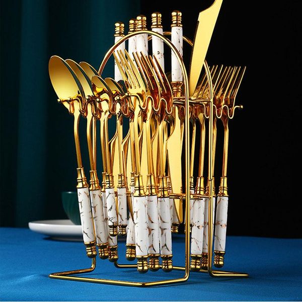 dinnerware sets 24pcs gold set stainless steel tableware knife fork spoon luxury cutlery with storage rack dishwasher safe
dinnerware sets 24pcs gold set stainless steel tableware knife fork spoon luxury cutlery with storage rack dishwasher safe