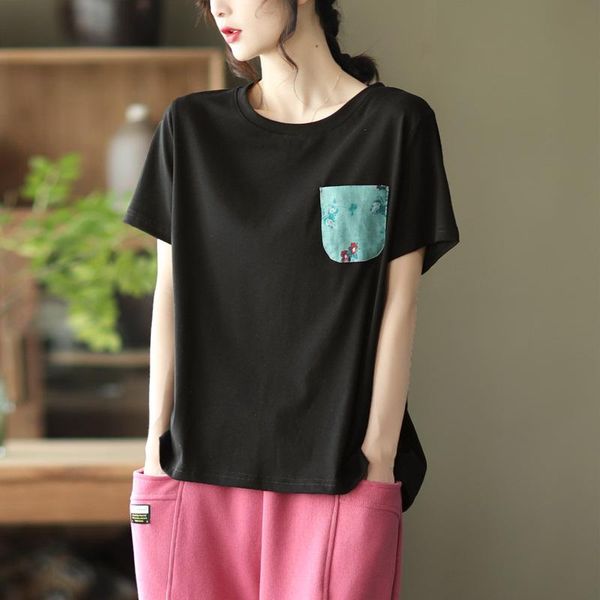 women's t-shirt women 2021 summer loose casual pullovers retro o-neck short sleeve patchwork all-match, White
women's t-shirt women 2021 summer loose casual pullovers retro o-neck short sleeve patchwork all-match, White