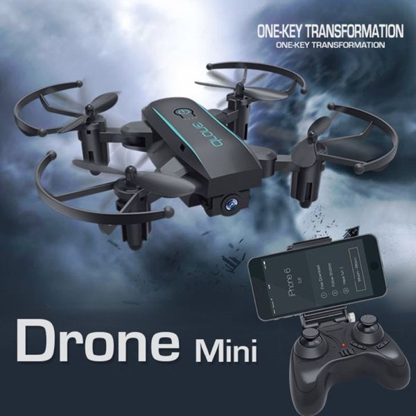

mini 2.4g 4ch folding wifi fpv rc drone aircraft with 480p 720p camera altitude hold 3d flips led light headless mode kid gifts