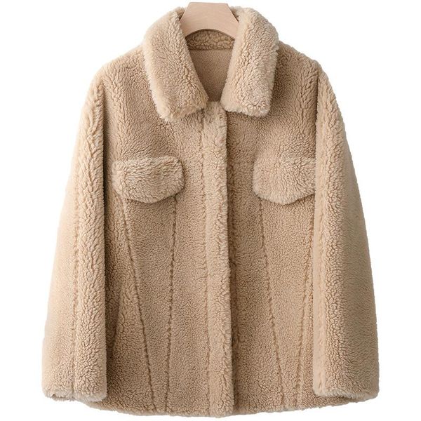 women's fur & faux fashion white granule sheep shearing coat women autumn winter korean short lambswool jacket casual ladies outerwear, Black
women's fur & faux fashion white granule sheep shearing coat women autumn winter korean short lambswool jacket casual ladies outerwear, Black