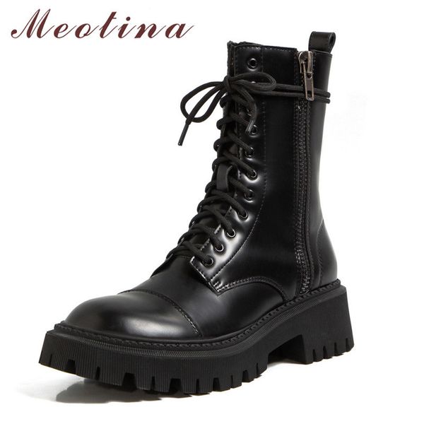 meotina mid calf boots genuine leather platform chunky heels motorcycle boots women lace up zip mid heel boots ladies shoes 40 210520, Black
meotina mid calf boots genuine leather platform chunky heels motorcycle boots women lace up zip mid heel boots ladies shoes 40 210520, Black