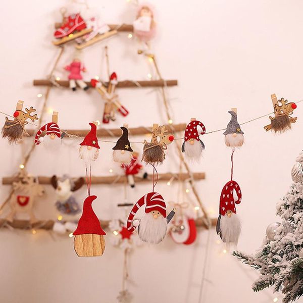 Christmas Decorations 3PCS Cartoon Wooden Clip DIY Santa Claus/Elk Small