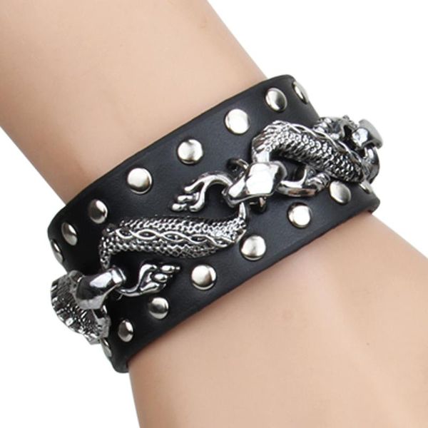 link, chain eureope fashion rivet leather bracelet creative dragon for men and women, Black
link, chain eureope fashion rivet leather bracelet creative dragon for men and women, Black