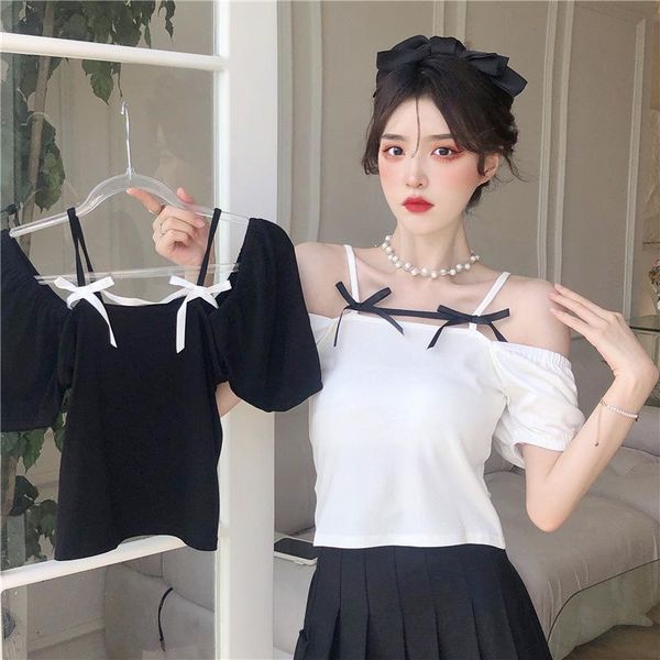 women's t-shirt straight shoulder pure desire short sleeve female spice girl slim high waist suspender summer style, White
women's t-shirt straight shoulder pure desire short sleeve female spice girl slim high waist suspender summer style, White