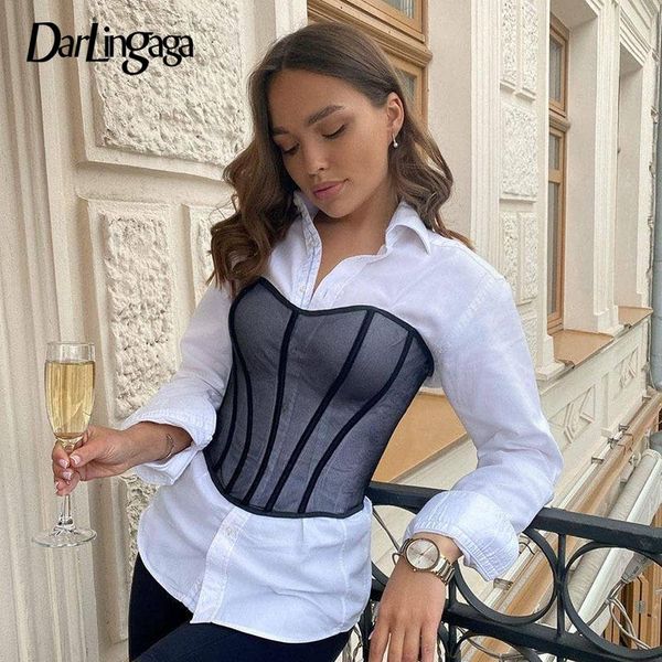 women's tanks & camis darlingaga strapless stripe patchwork mesh corset black fashion transparent bustier cummerbunds cropped belt, White
women's tanks & camis darlingaga strapless stripe patchwork mesh corset black fashion transparent bustier cummerbunds cropped belt, White